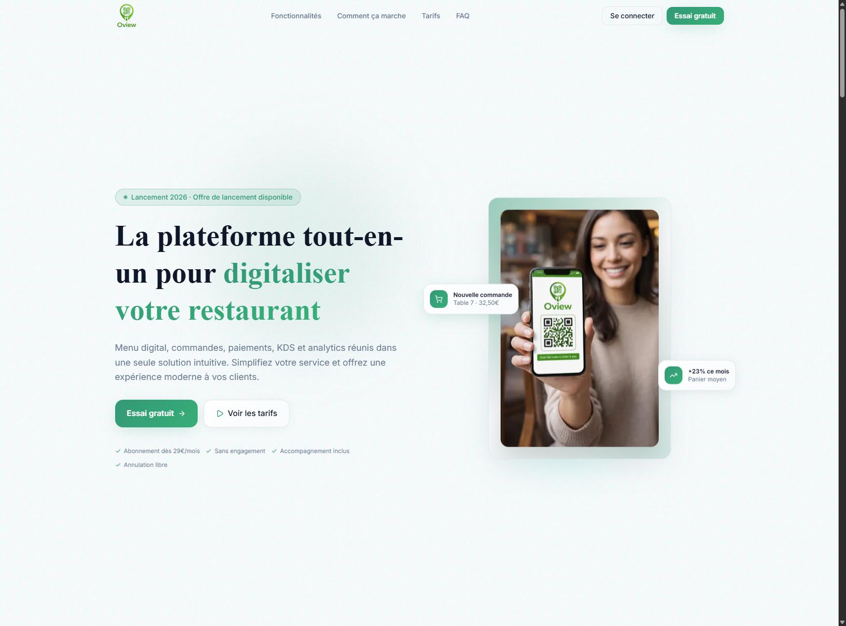 Oview - Plateforme restaurant
